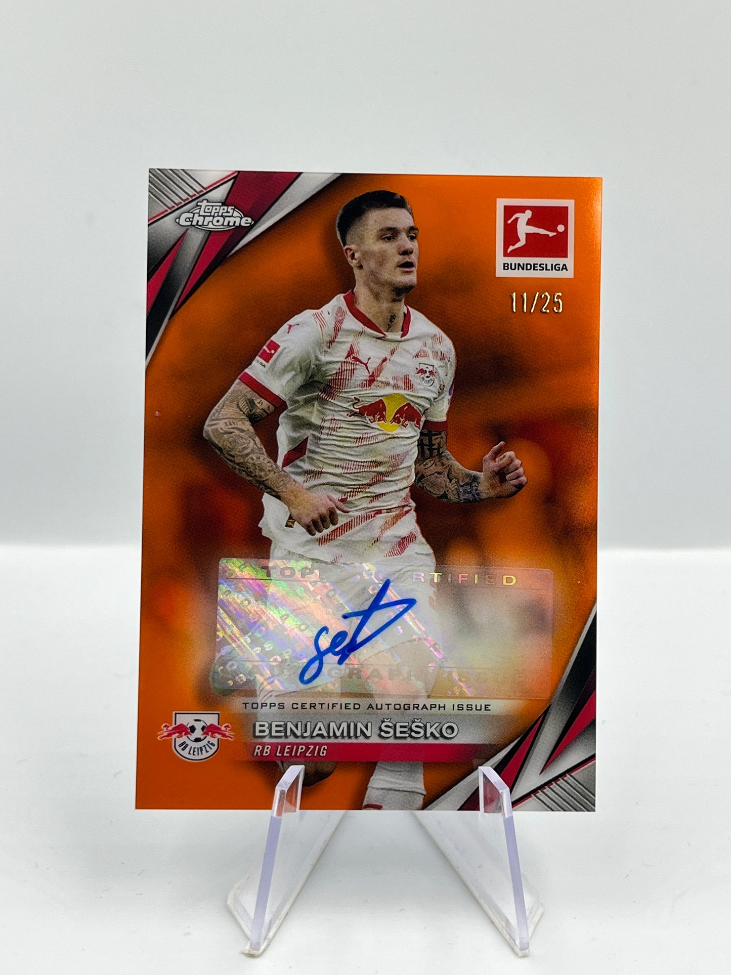 Topps Chrome BuLi 24/25 Benjamin Sesko RB Leipzig Orange Auto 11/25 #BA-BS