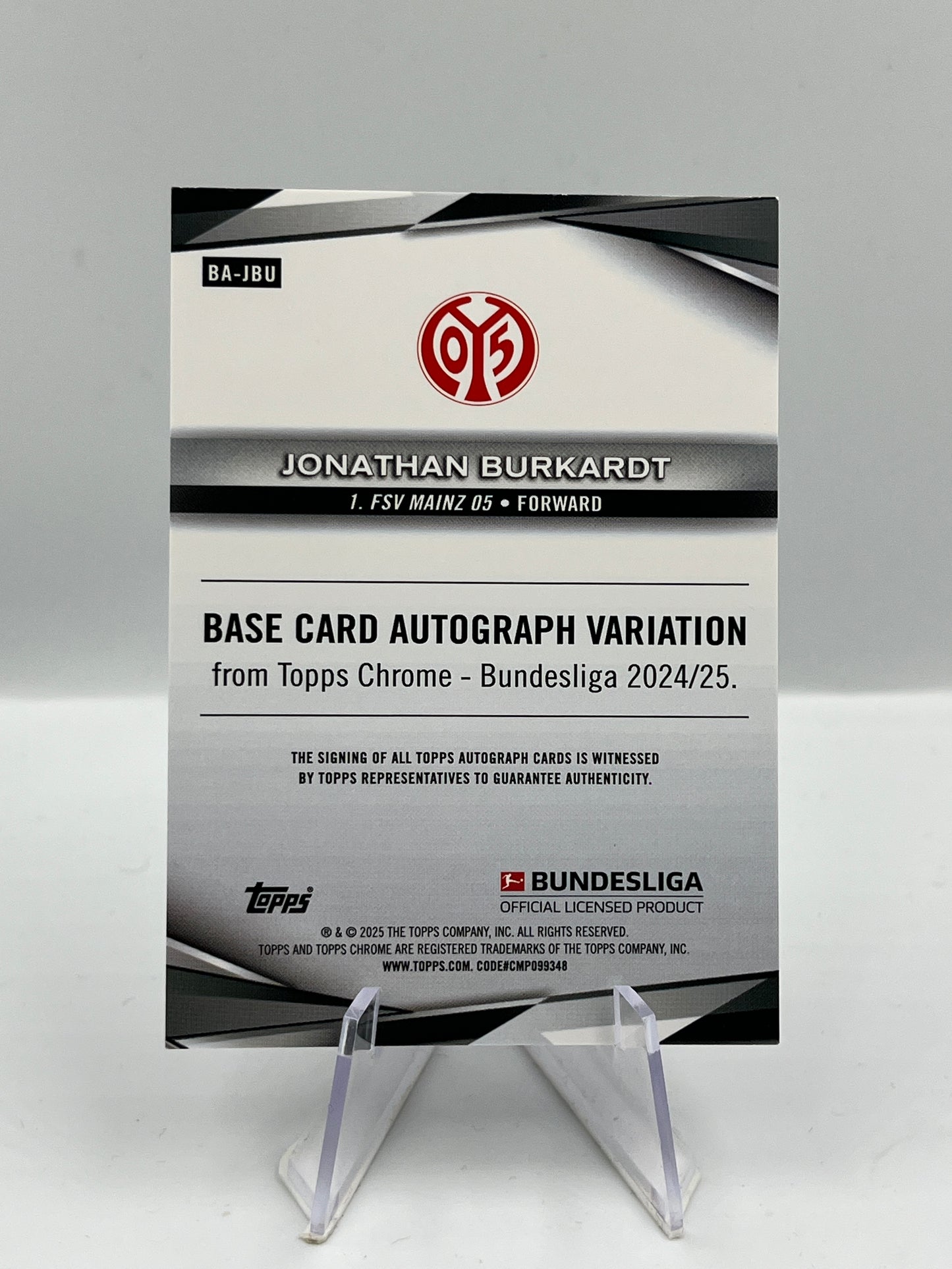 Topps Chrome BuLi 24/25 Jonathan Burkardt Mainz 05 Toppsfractor Auto 07/52 #BA-JBU