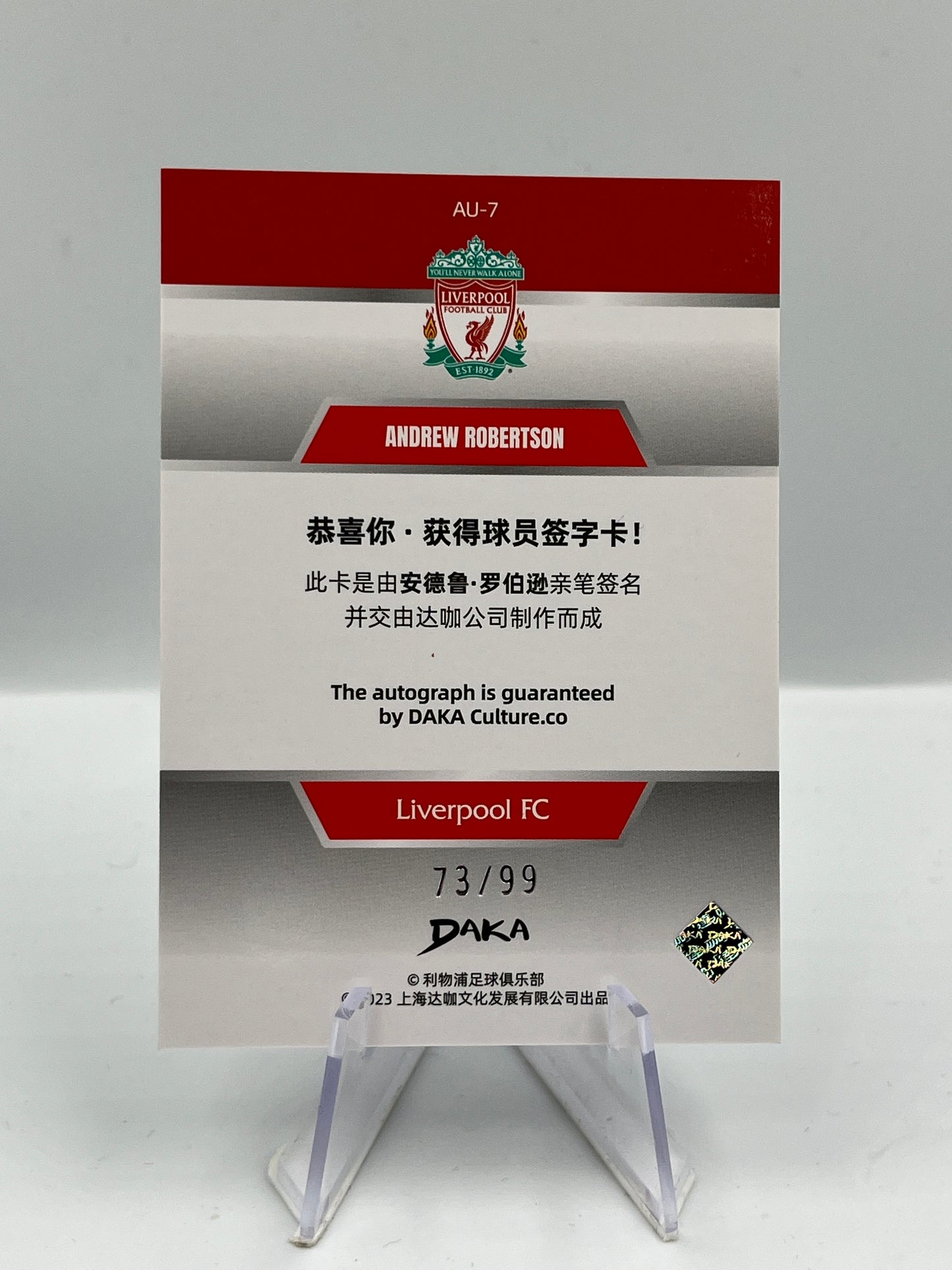 Daka Andrew Robertson - Liverpool - Holocene Autograph - 73/99 - #AU-7