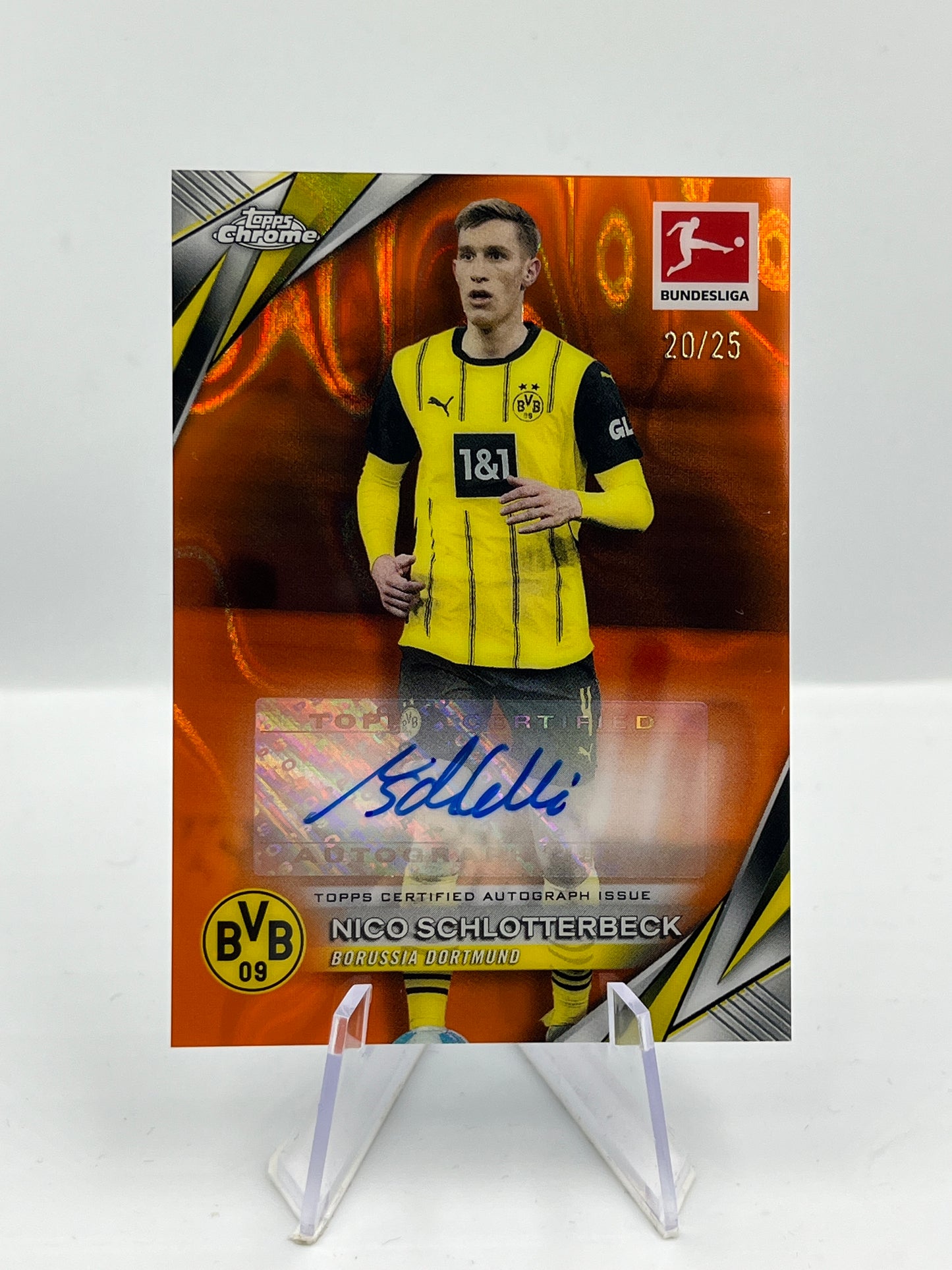 Topps Chrome BuLi 24/25 Nico Schlotterbeck BVB Dortmund Orange Auto 20/25 #BA-NS