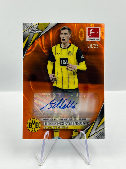 Topps Chrome BuLi 24/25 Nico Schlotterbeck BVB Dortmund Orange Auto 20/25 #BA-NS