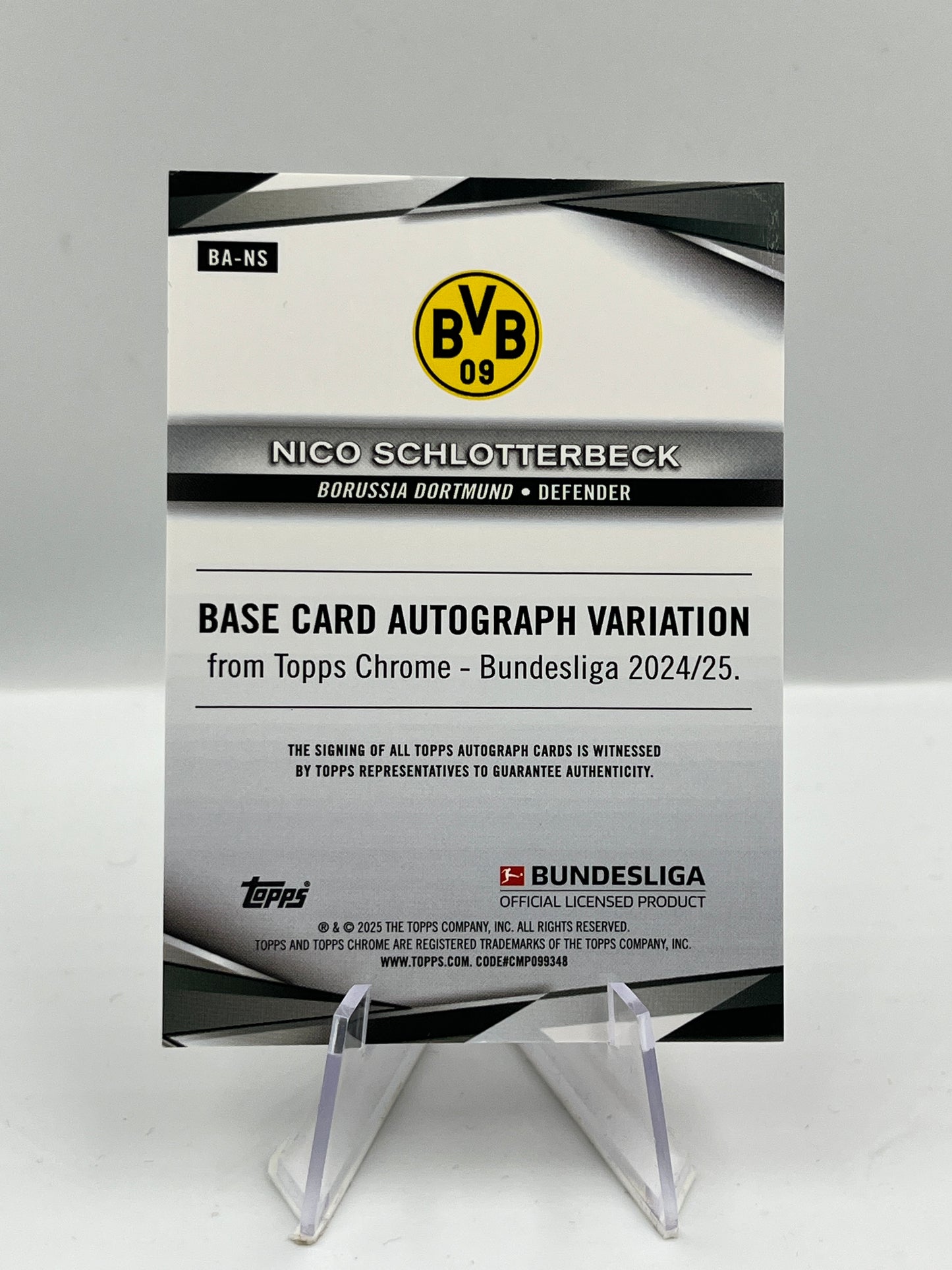 Topps Chrome BuLi 24/25 Nico Schlotterbeck BVB Dortmund Orange Auto 20/25 #BA-NS