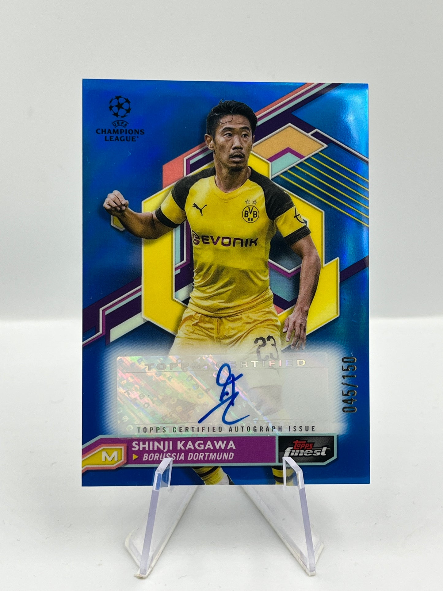 Topps Finest UCL 22/23 Shinji Kagawa BVB Dortmund Autograph 045/150 #A-SK