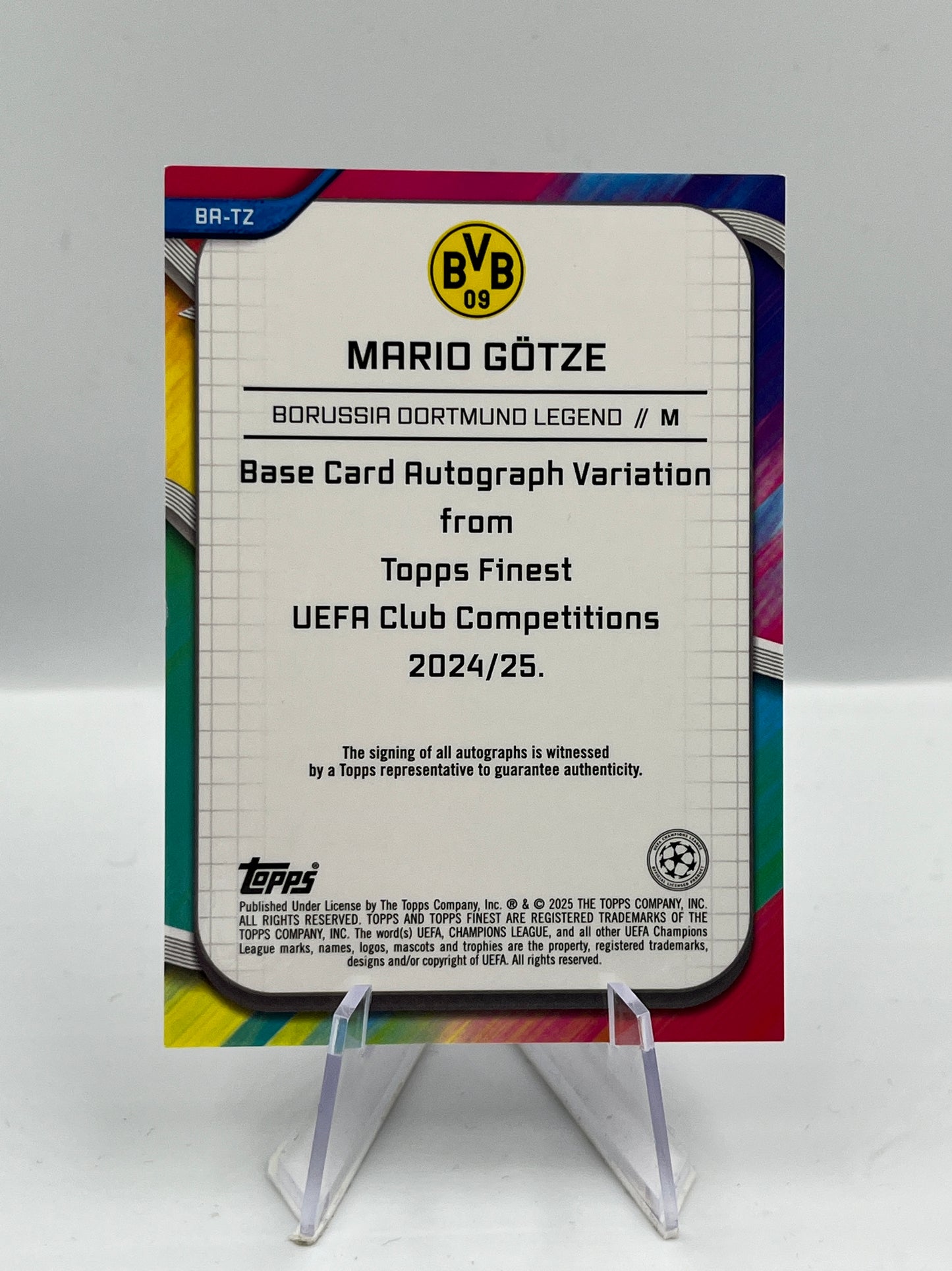 Topps Finest UCC 24/25 Mario Götze BVB Dortmund Magenta Lava Auto 32/75 #BA-TZ