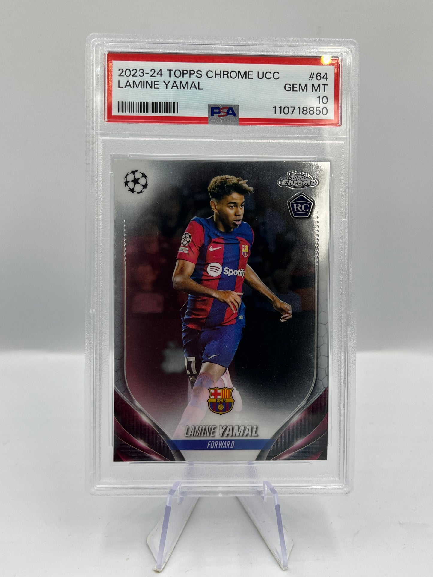 Topps Chrome UCC 23/24 Lamine Yamal Barcelona RC PSA10 #64