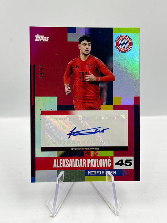 Topps Bayern 24/25 Aleksandar Pavlovic First Team Auto 09/50 #FSA-AP