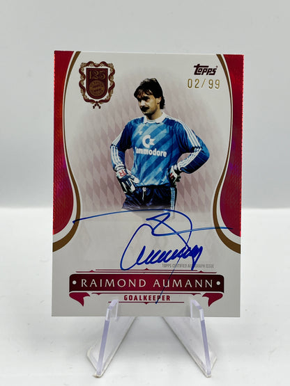 Topps 125 Jahre Bayern München Raimund Aumann on Card Autograph 02/99 #LEA-RA