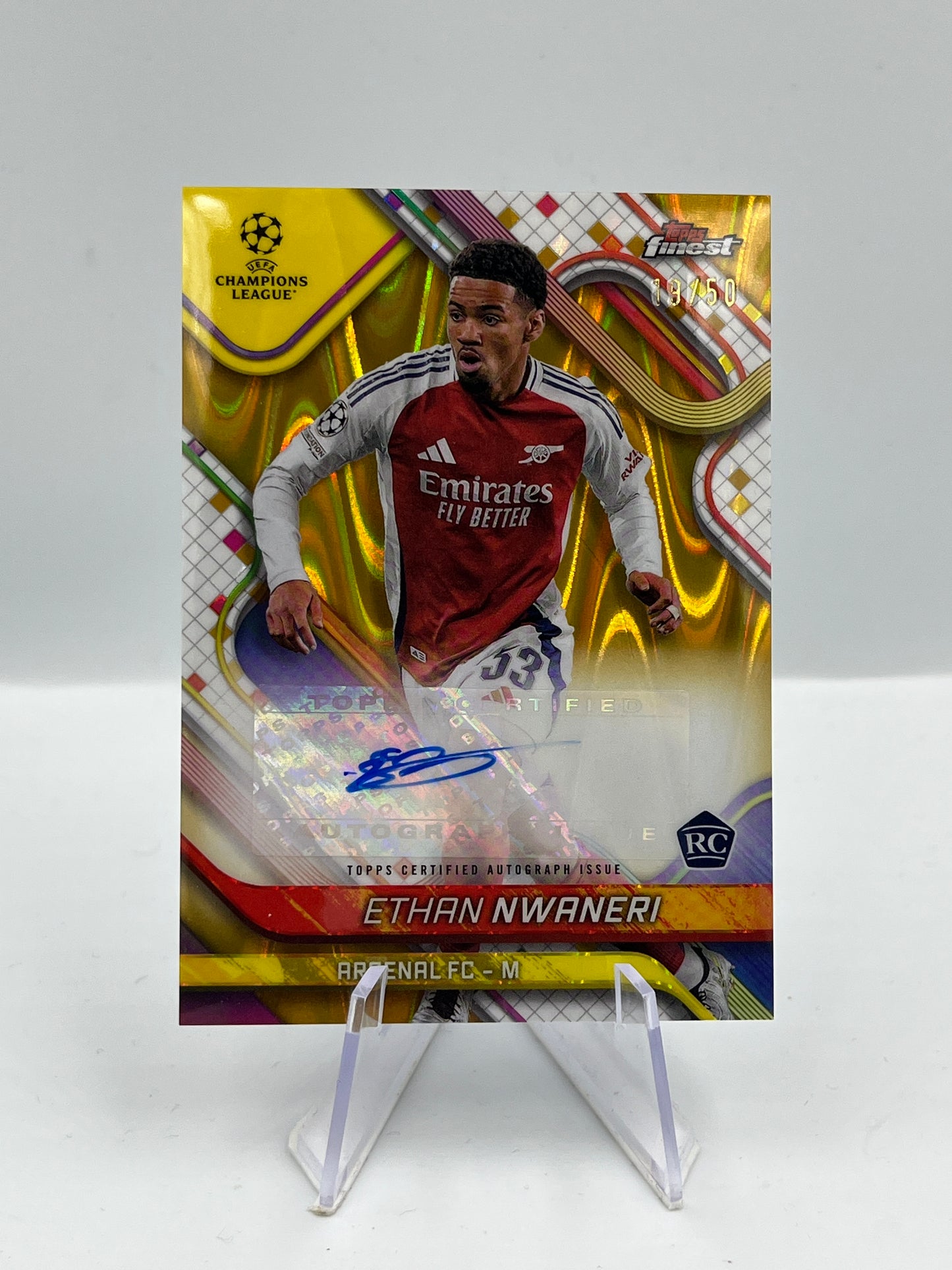 Topps Finest UCC 24/25 Ethan Nwaneri Arsenal Gold Lava Autograph RC 19/50 #BA-ET