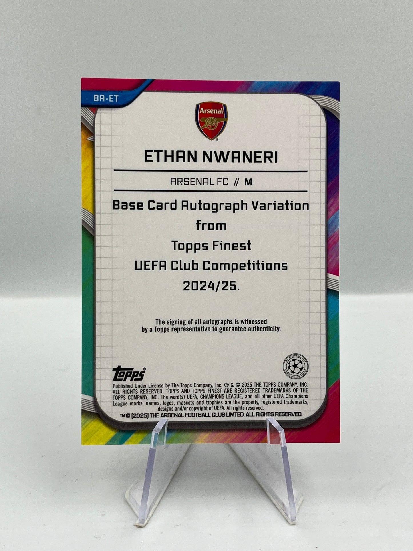 Topps Finest UCC 24/25 Ethan Nwaneri Arsenal Gold Lava Autograph RC 19/50 #BA-ET