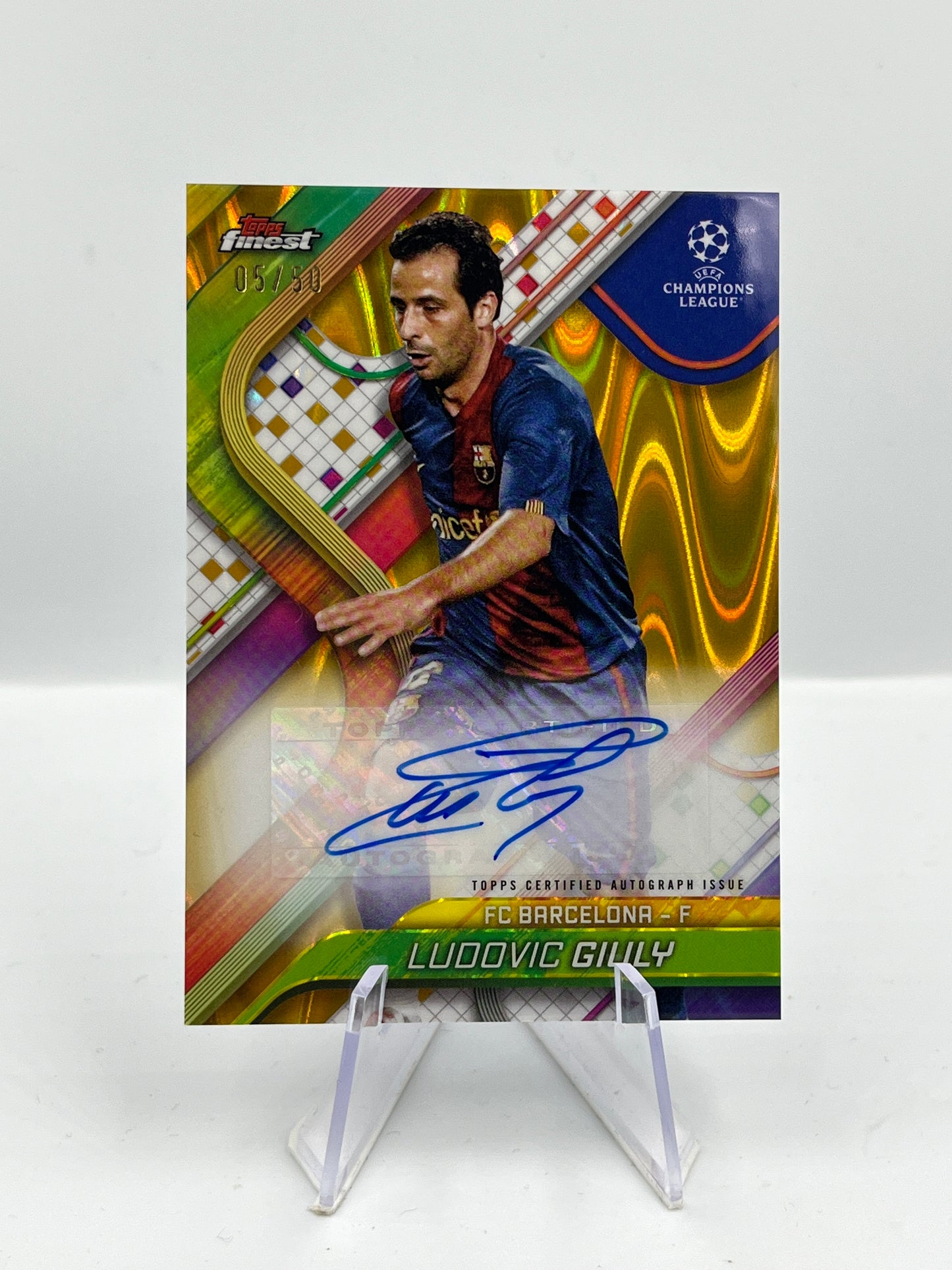 Topps Finest UCC 24/25 Ludovic Giuly Barcelona Gold Lava Autograph 05/50 #BA-LG