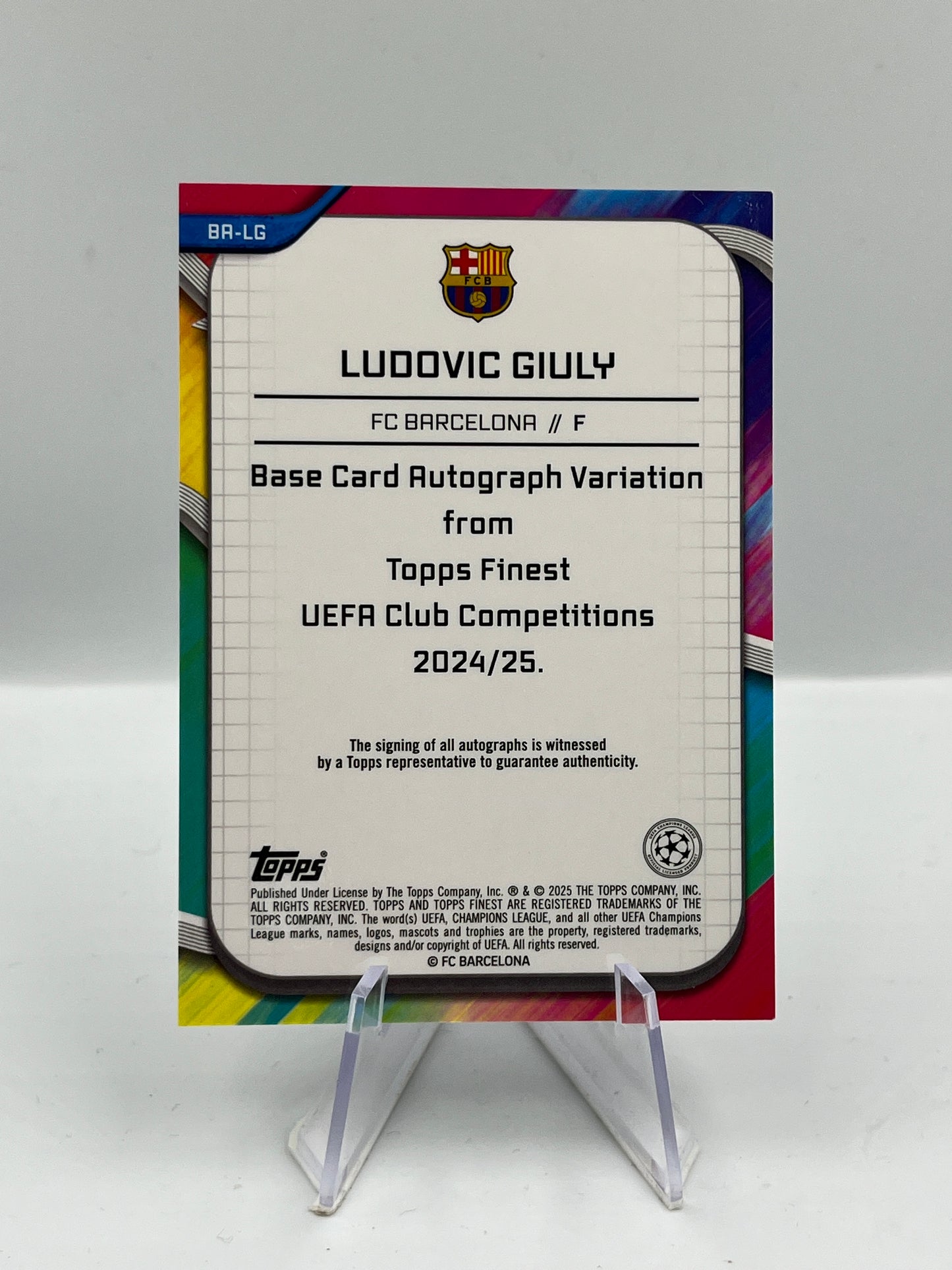 Topps Finest UCC 24/25 Ludovic Giuly Barcelona Gold Lava Autograph 05/50 #BA-LG