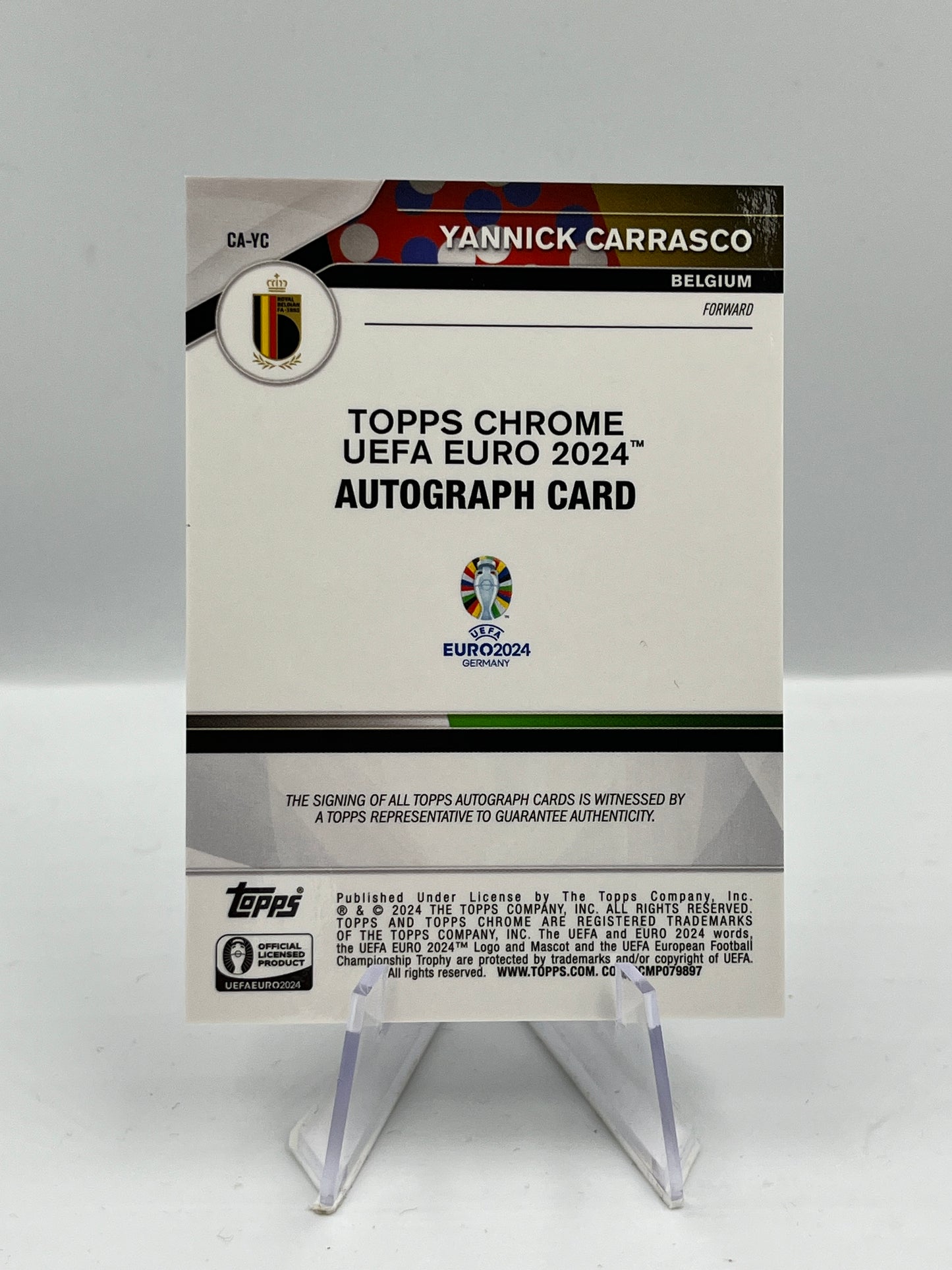 Topps Chrome UEFA Euro 2024 Yannick Carrasco Belgien Auto #CA-YC