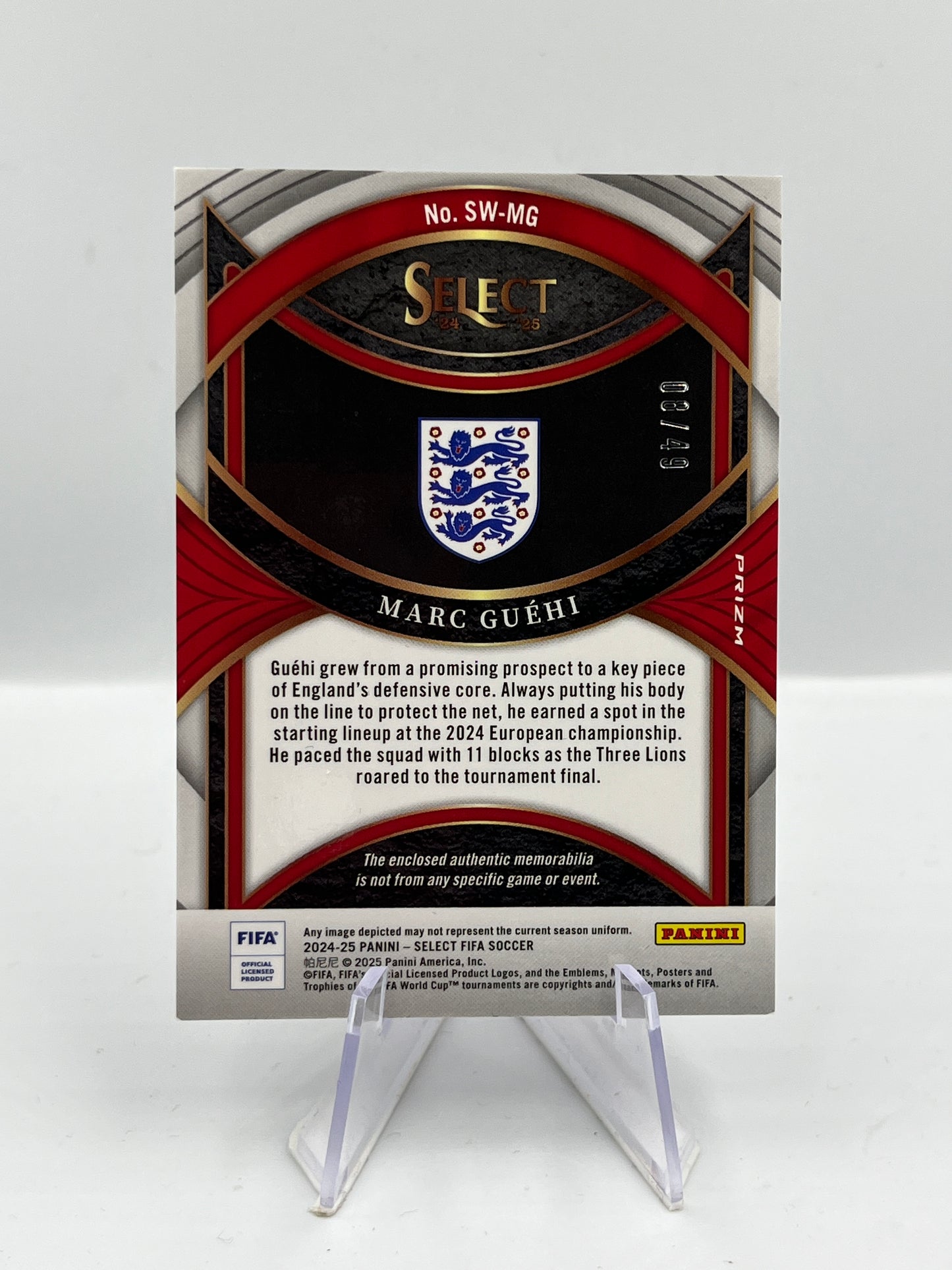 Marc Guehi - England - Player Worn Relic - 08/49 - #SW-MG