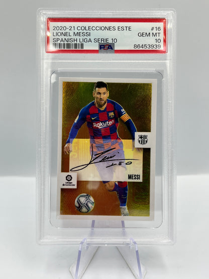 Panini Colecciones Este 20/21 Lionel Messi Barcelona Spanish Liga PSA10 #16
