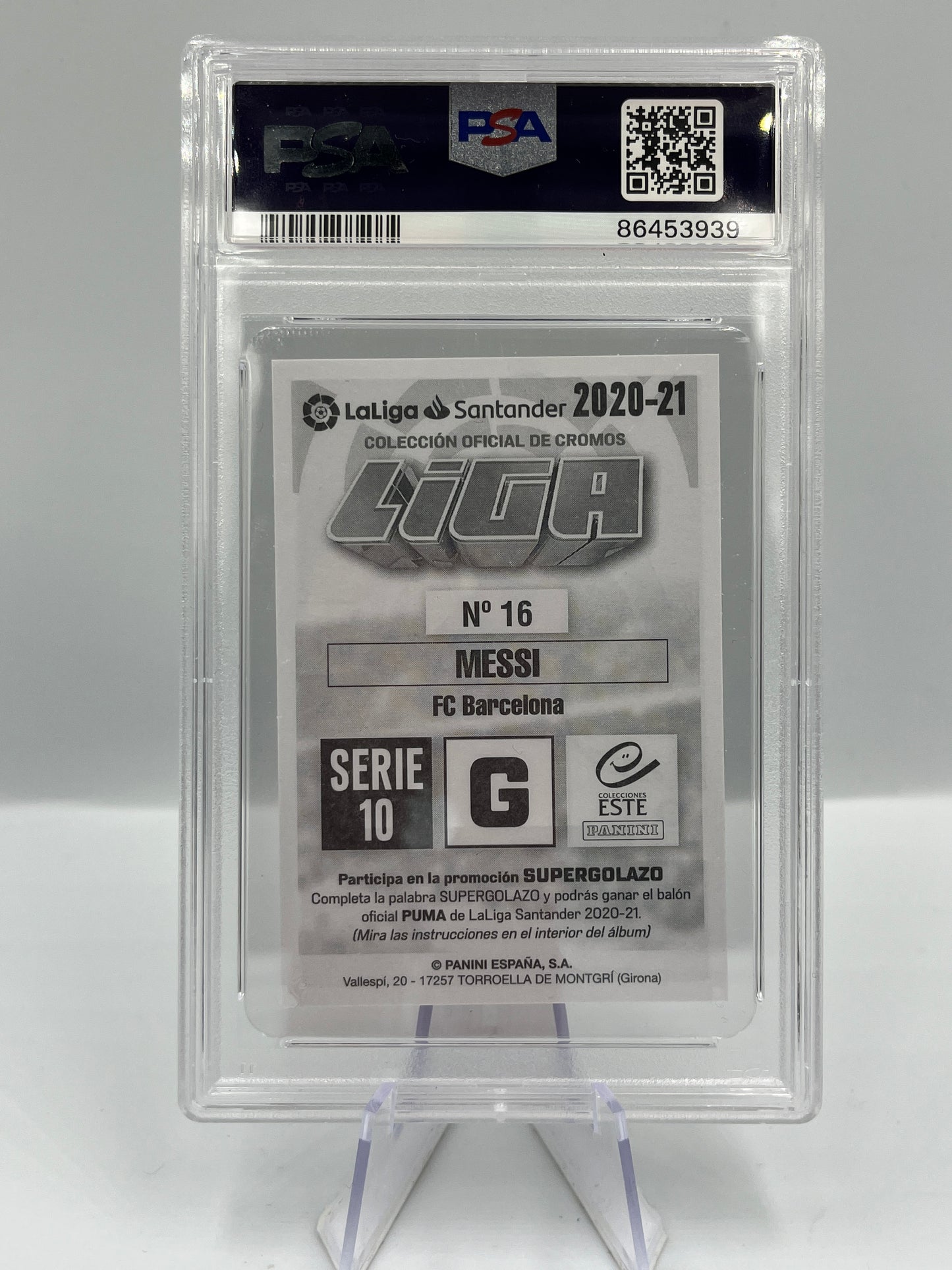 Panini Colecciones Este 20/21 Lionel Messi Barcelona Spanish Liga PSA10 #16