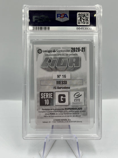 Panini Colecciones Este 20/21 Lionel Messi Barcelona Spanish Liga PSA10 #16