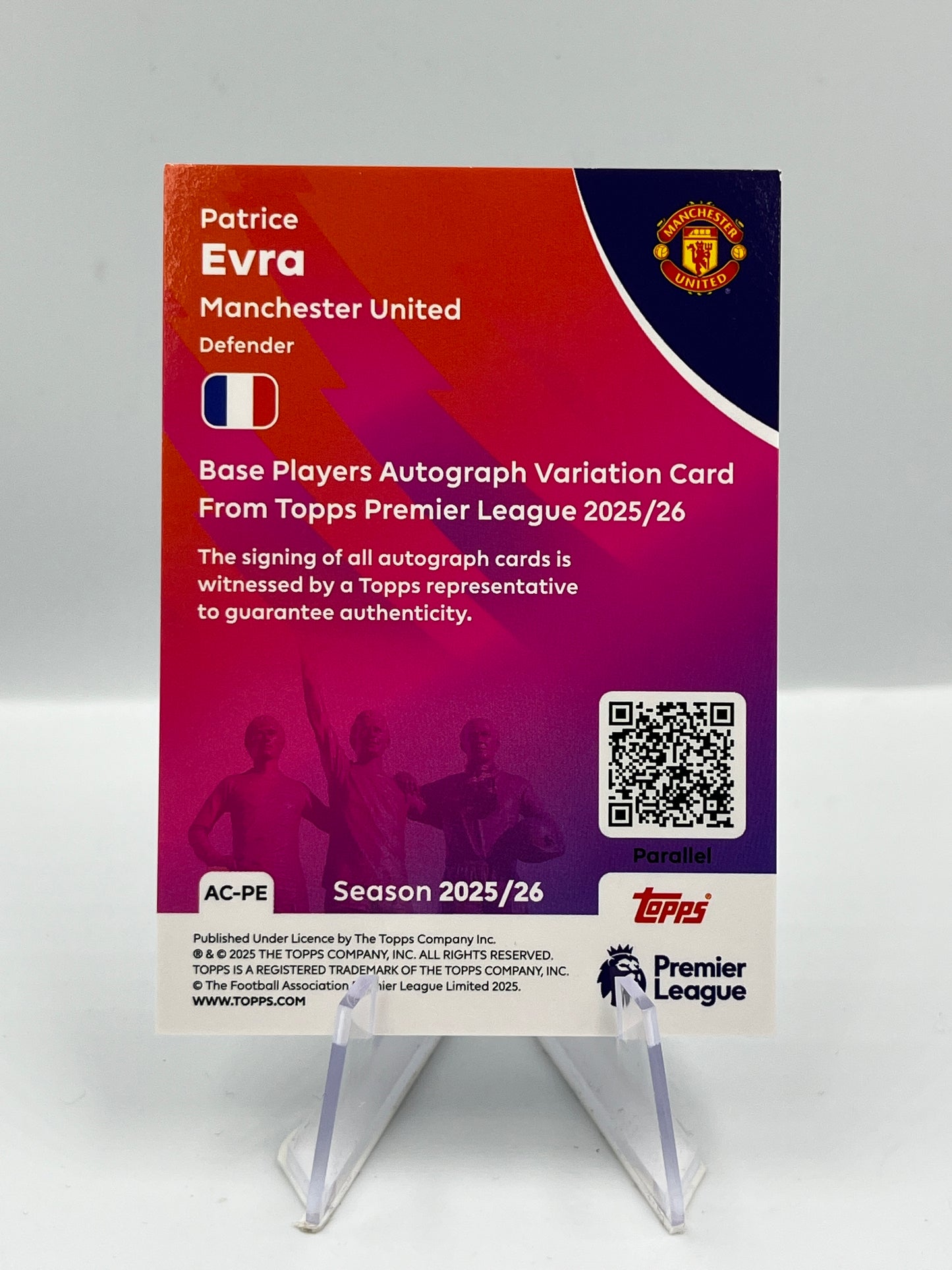 Topps Premier League 25/26 Patrice Evra Manchester United Autograph 50/75 #AC-PE