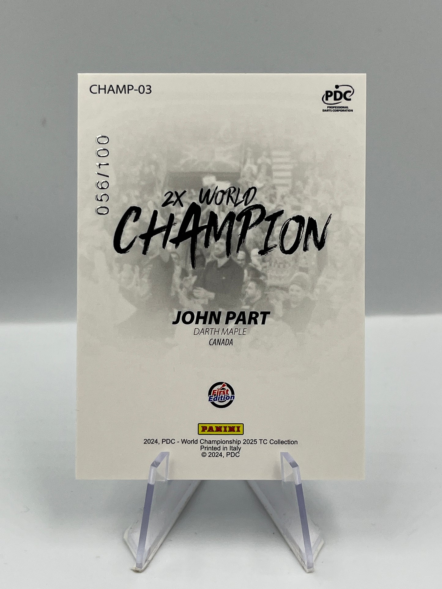 Panini 1st Edition 2025 John Part World Champion 056/100 #Champ-03