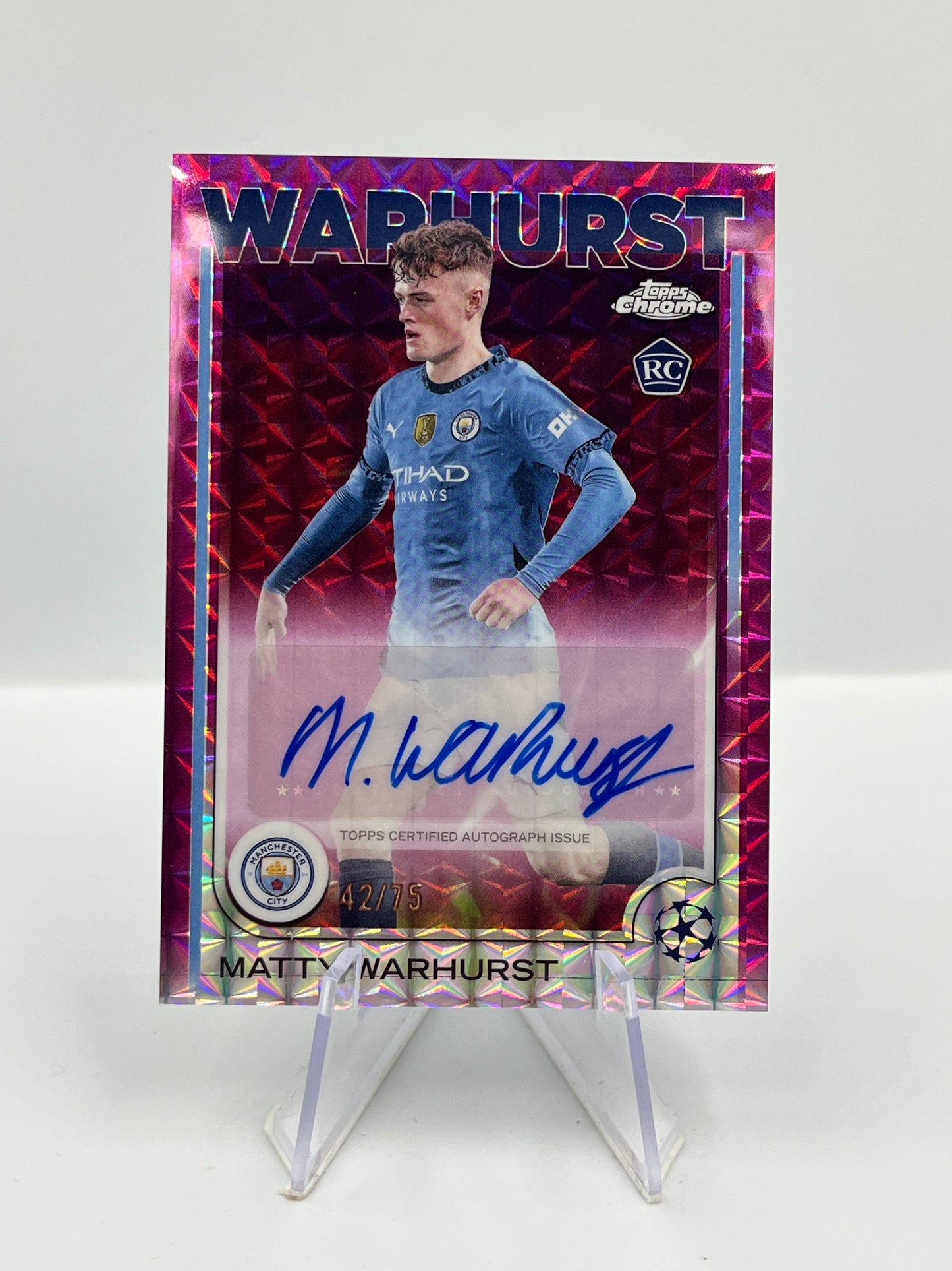 Topps Chrome UCC 24/25 Matty Warhurst City Geometric Auto RC 42/75 #CA-MW