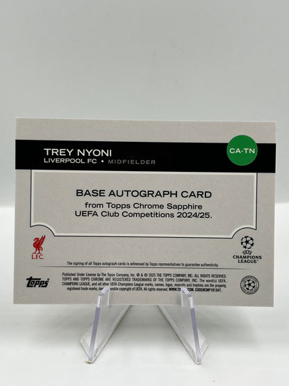 Topps Chrome UCC 24/25 Trey Nyoni Liverpool Sapphire Autograph RC 25/75 #CA-TN