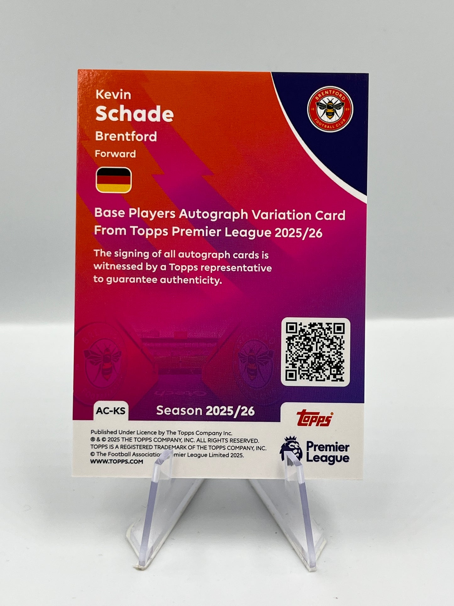 Topps Premier League 25/26 Kevin Schade Brentford Autograph #AC-KS