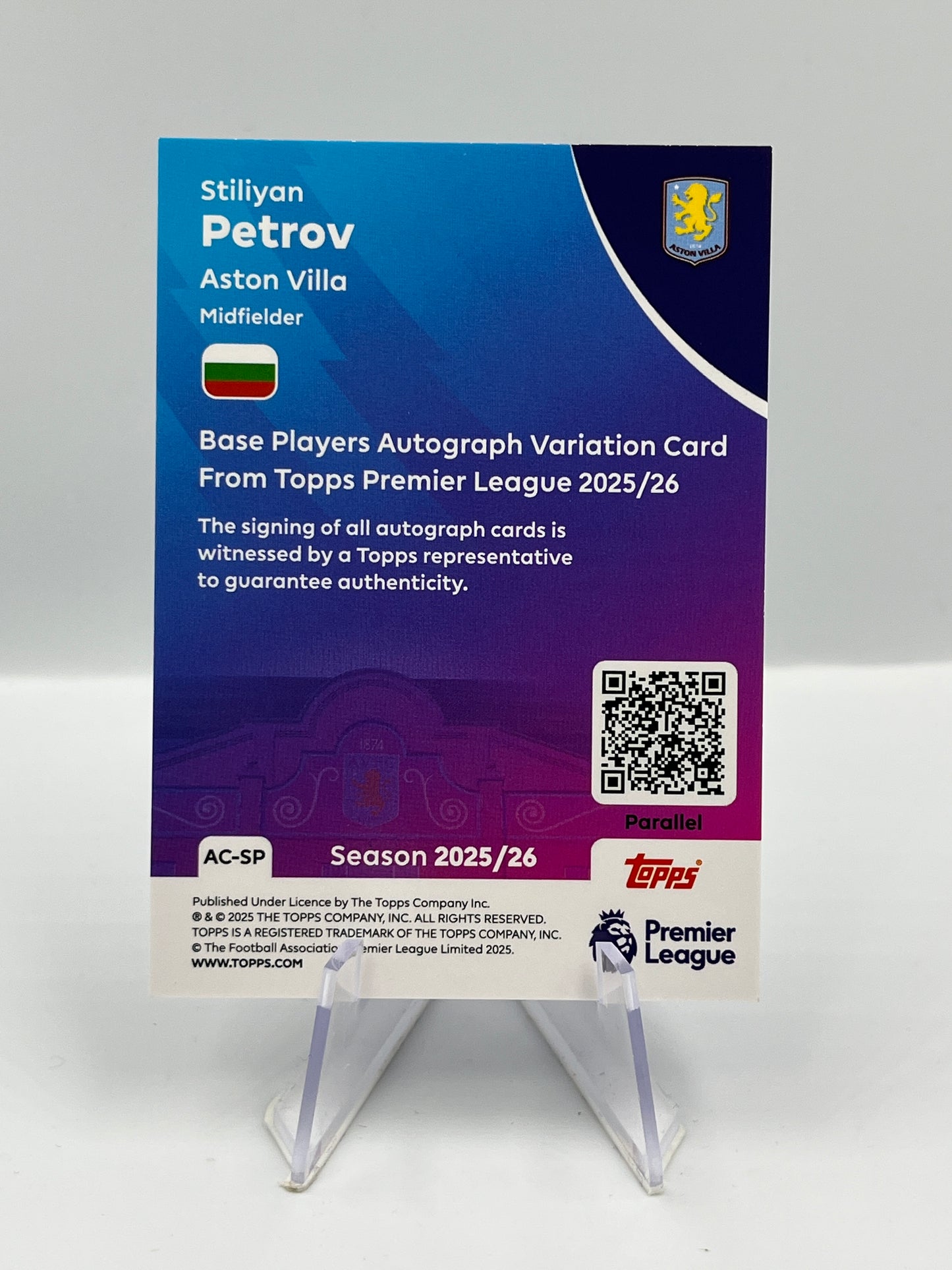 Topps Premier League 25/26 Stiliyan Petrov Aston Villa Autograph 148/150 #AC-SP