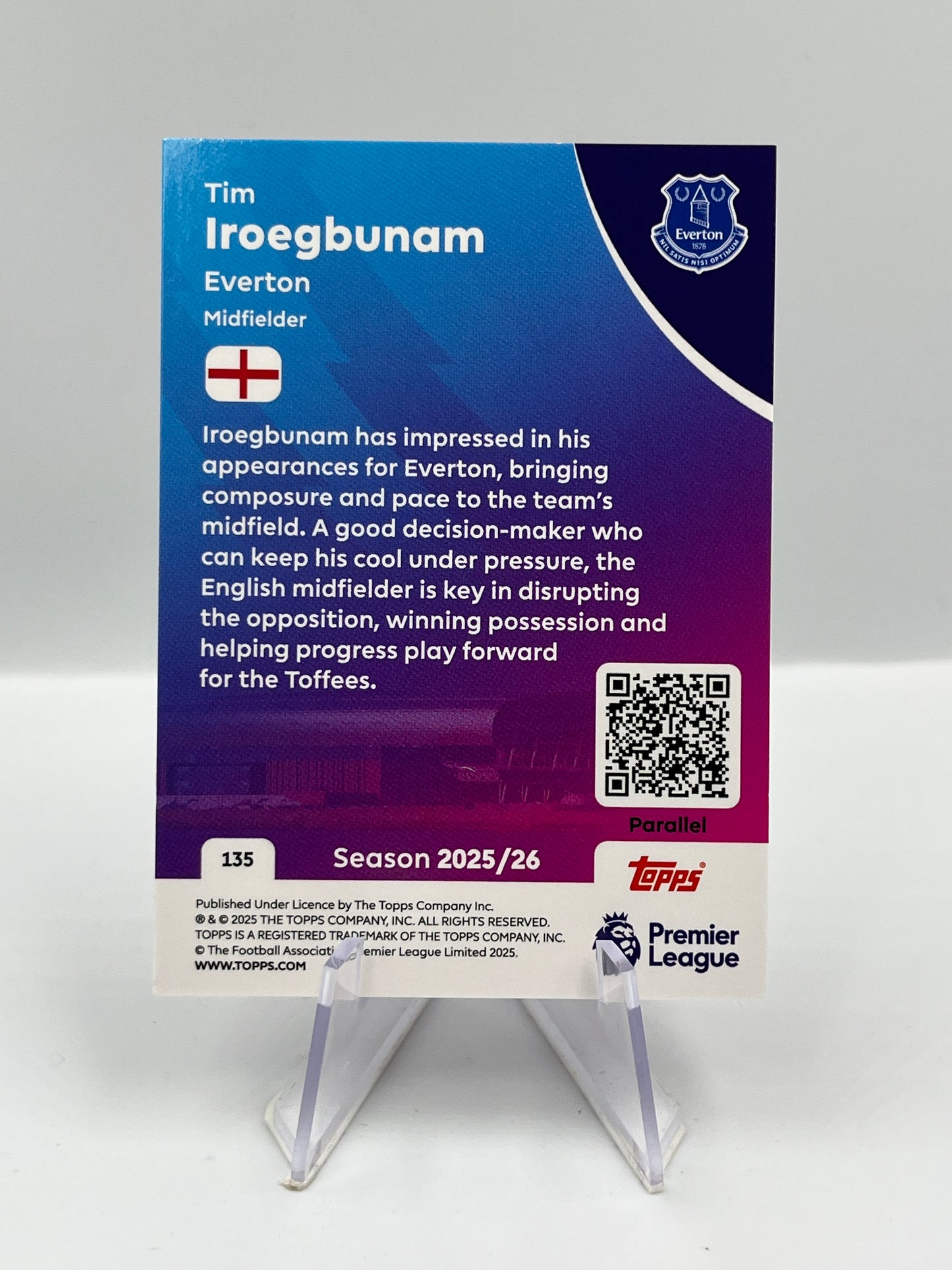 Topps Premier League 25/26 Tim Iroegbunam Everton 21/25 #135