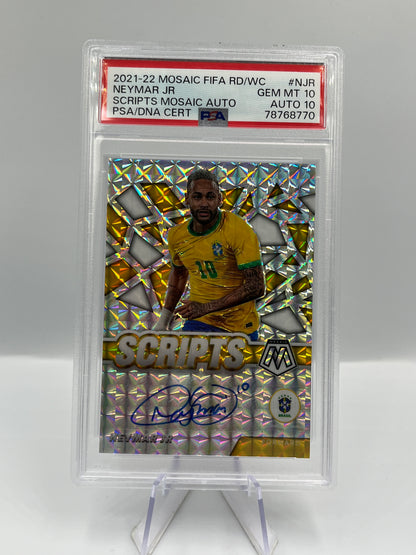 Panini Mosaic FIFA World Cup 21/22 Neymar JR Brazil Scripts PSA10 Auto10 #S-NJR